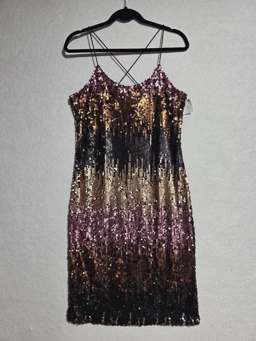 QED LONDON MULTICOLORED OMBRÉ SEQUIN CAMI DRESS SZ 8